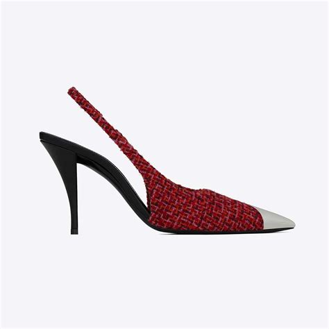 Saint Laurent Vesper Tweed Slingback Pumps 